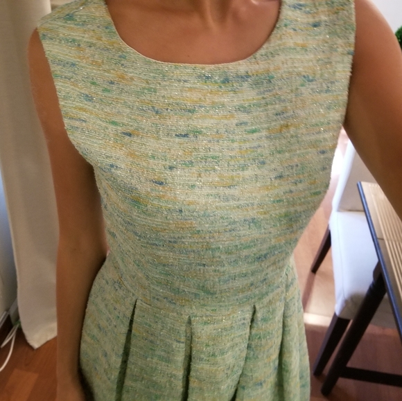 Anthropologie Spring Shimmer Boucle Pleated Dress - Picture 5 of 7